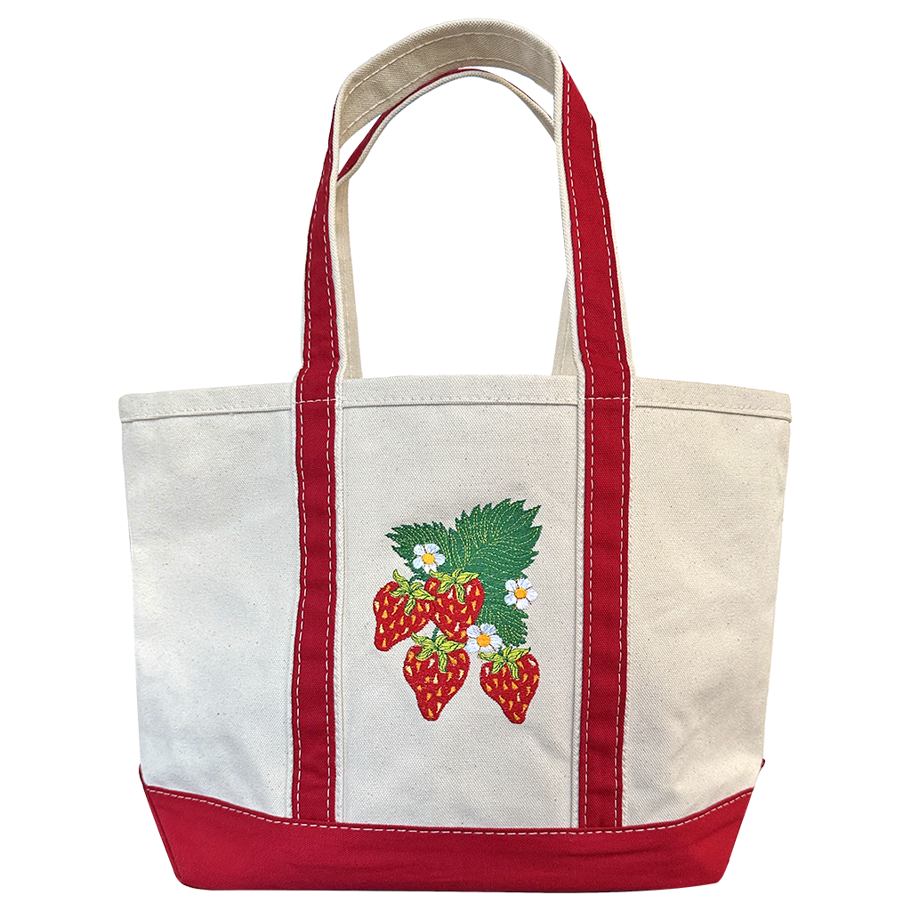 Strawberry Red BiG Canvas Tote Bag Vintage Inspired