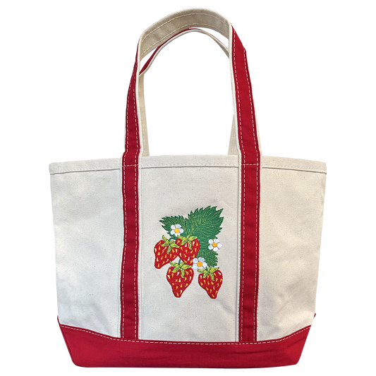 Strawberry Red BiG Canvas Tote Bag Vintage Inspired