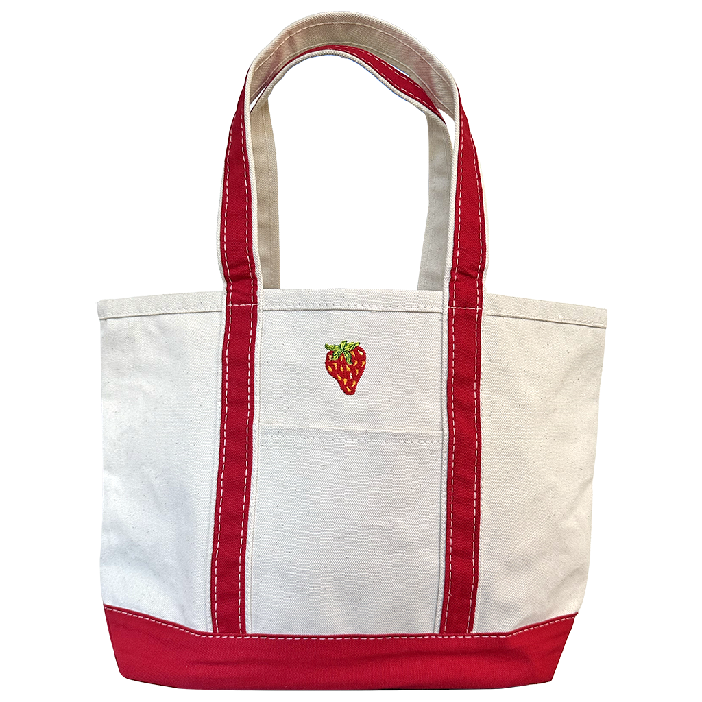 Strawberry Red BiG Canvas Tote Bag Vintage Inspired