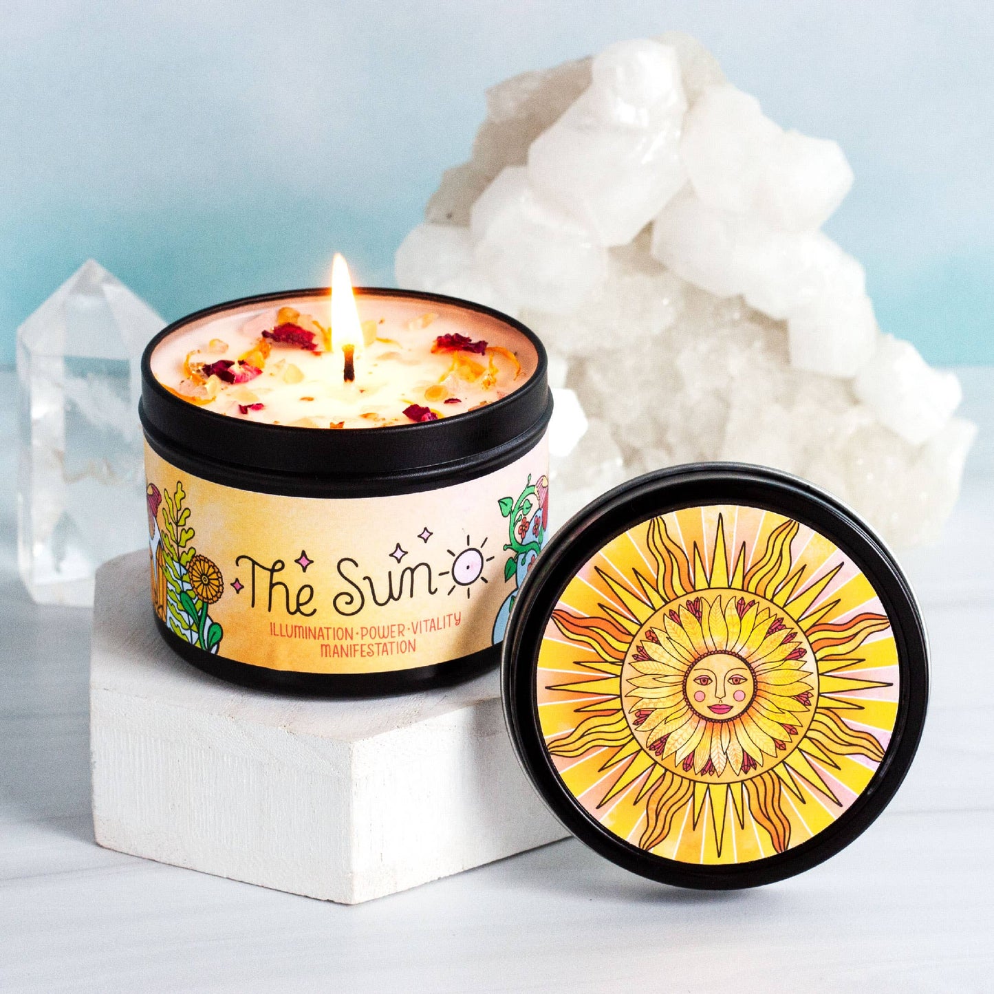 The Sun Aromatherapy Soy Candle - Orange Floral: Medium 5oz (cotton wick)