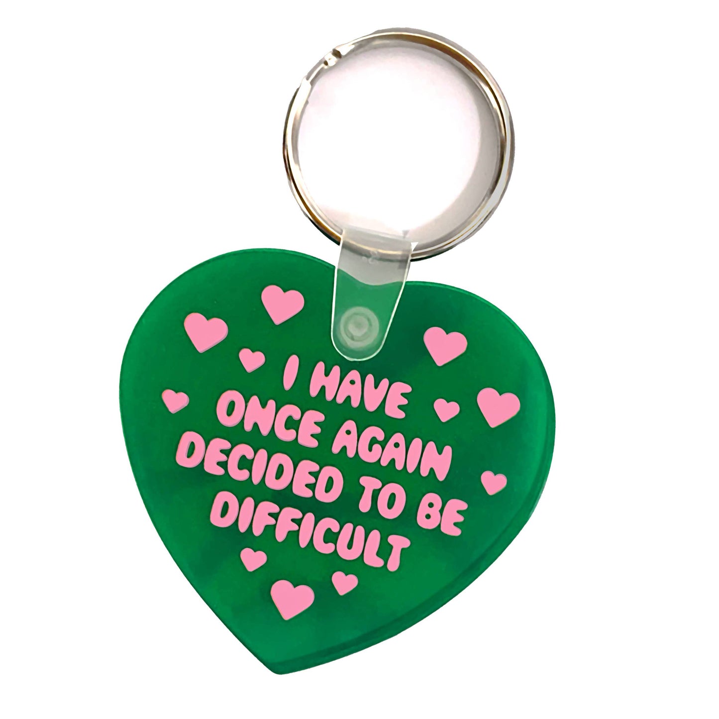 I Have Decided To Be Difficult Heart Shaped Vinyl Keychain